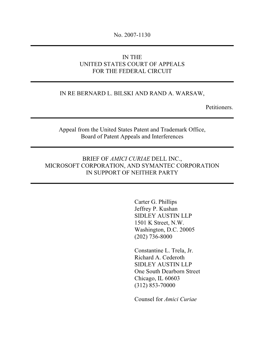 No. 2007-1130 in the UNITED STATES COURT of APPEALS