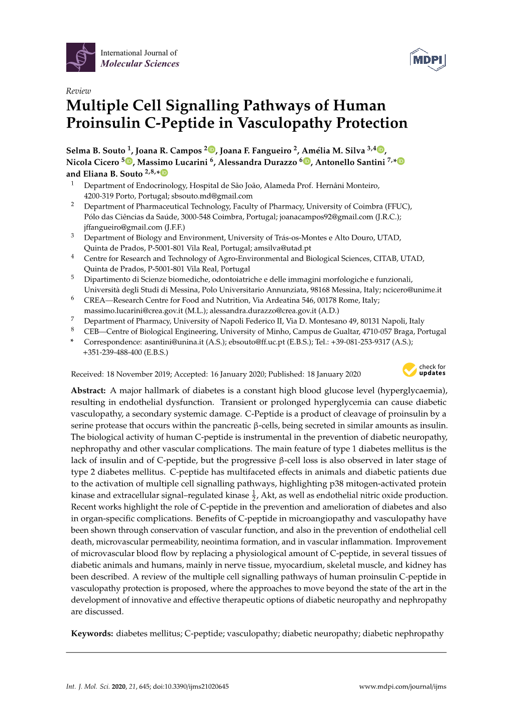 Multiple Cell Signalling Pathways of Human Proinsulin C-Peptide in Vasculopathy Protection