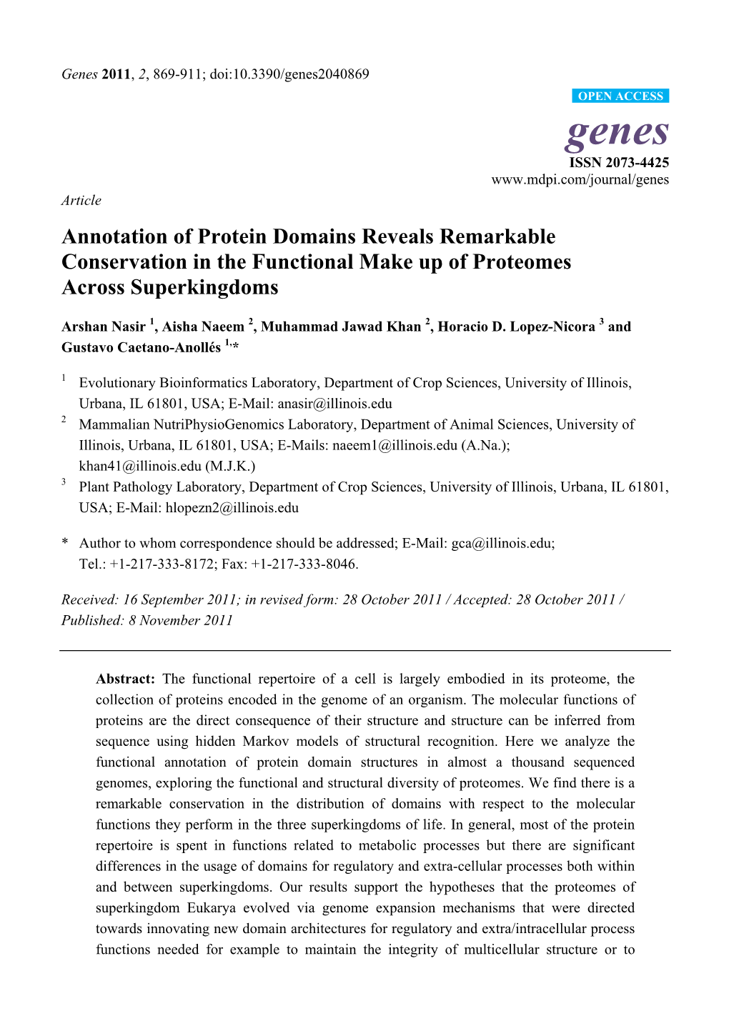 Annotation of Protein Domains Reveals Remarkable Conservation in the Functional Make up of Proteomes Across Superkingdoms