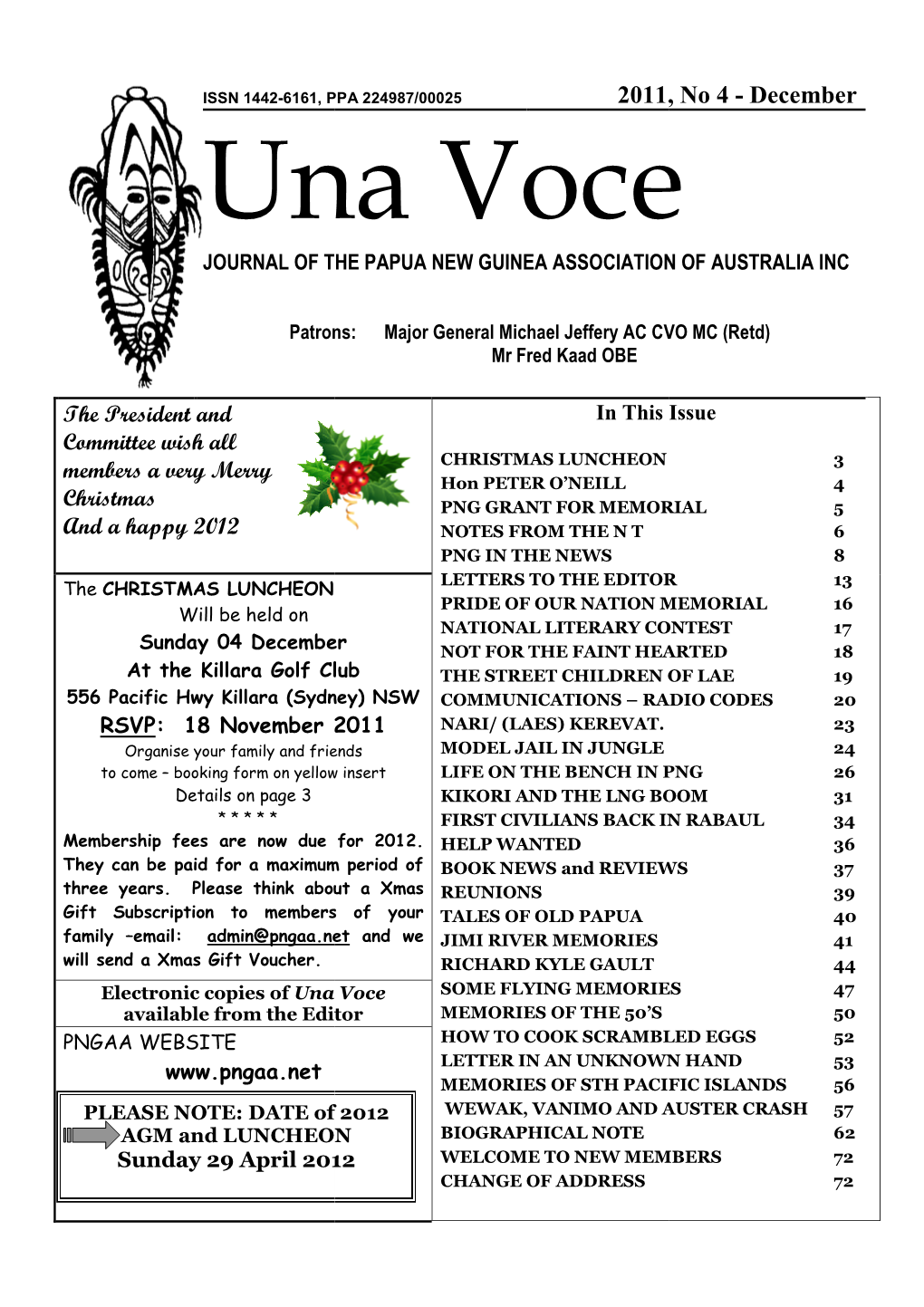December Una Voce JOURNAL of the PAPUA NEW GUINEA ASSOCIATION of AUSTRALIA INC