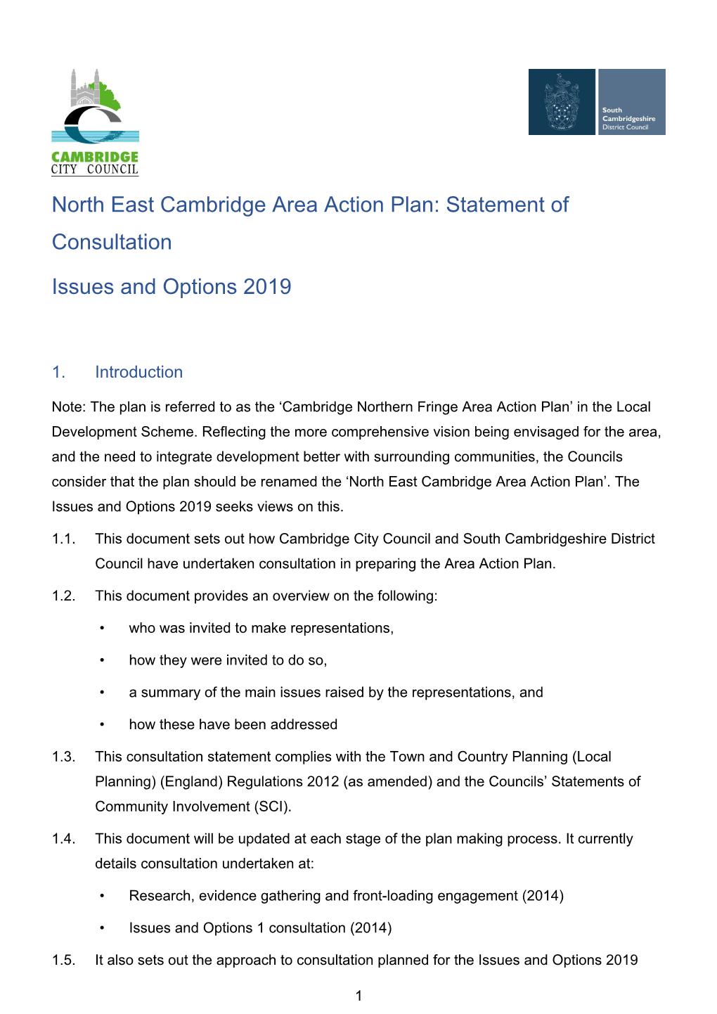 North East Cambridge Area Action Plan Statement of Consultation