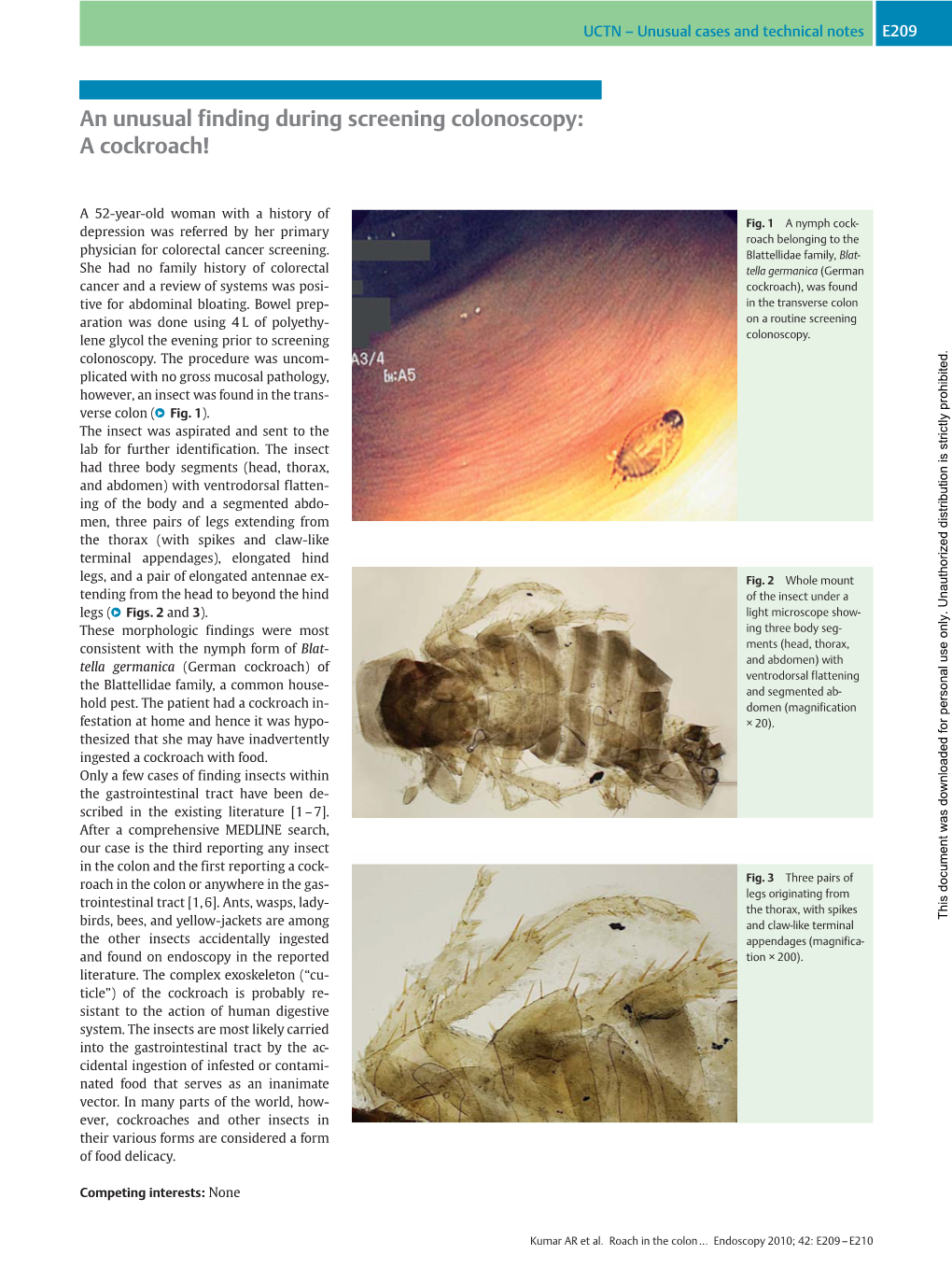 An Unusual Finding During Screening Colonoscopy: a Cockroach!