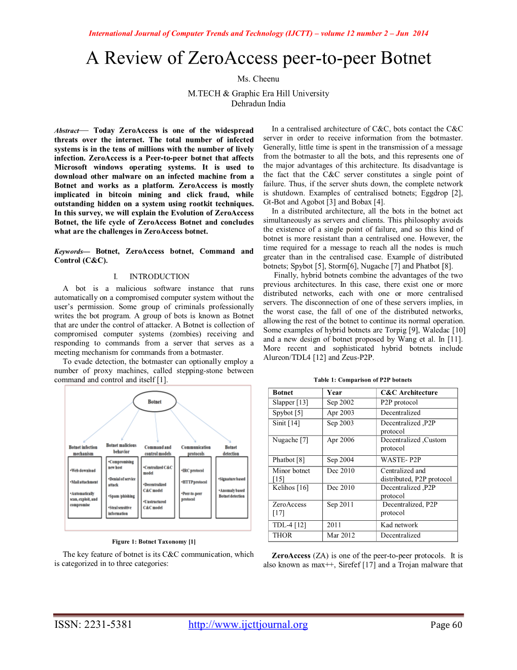 A Review of Zeroaccess Peer-To-Peer Botnet Ms