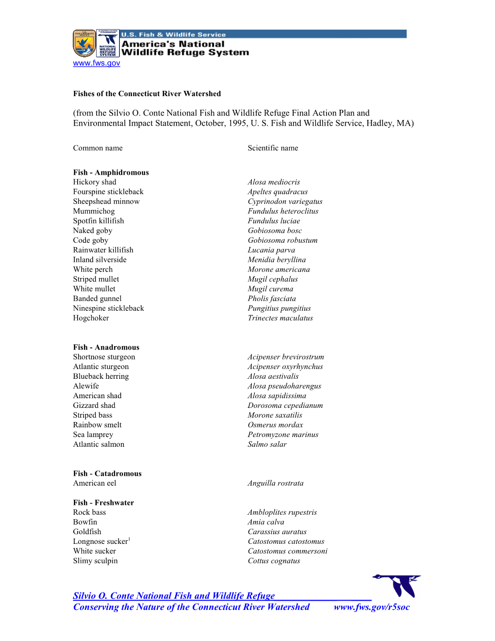 Fishes of the Connecticut River Watershed