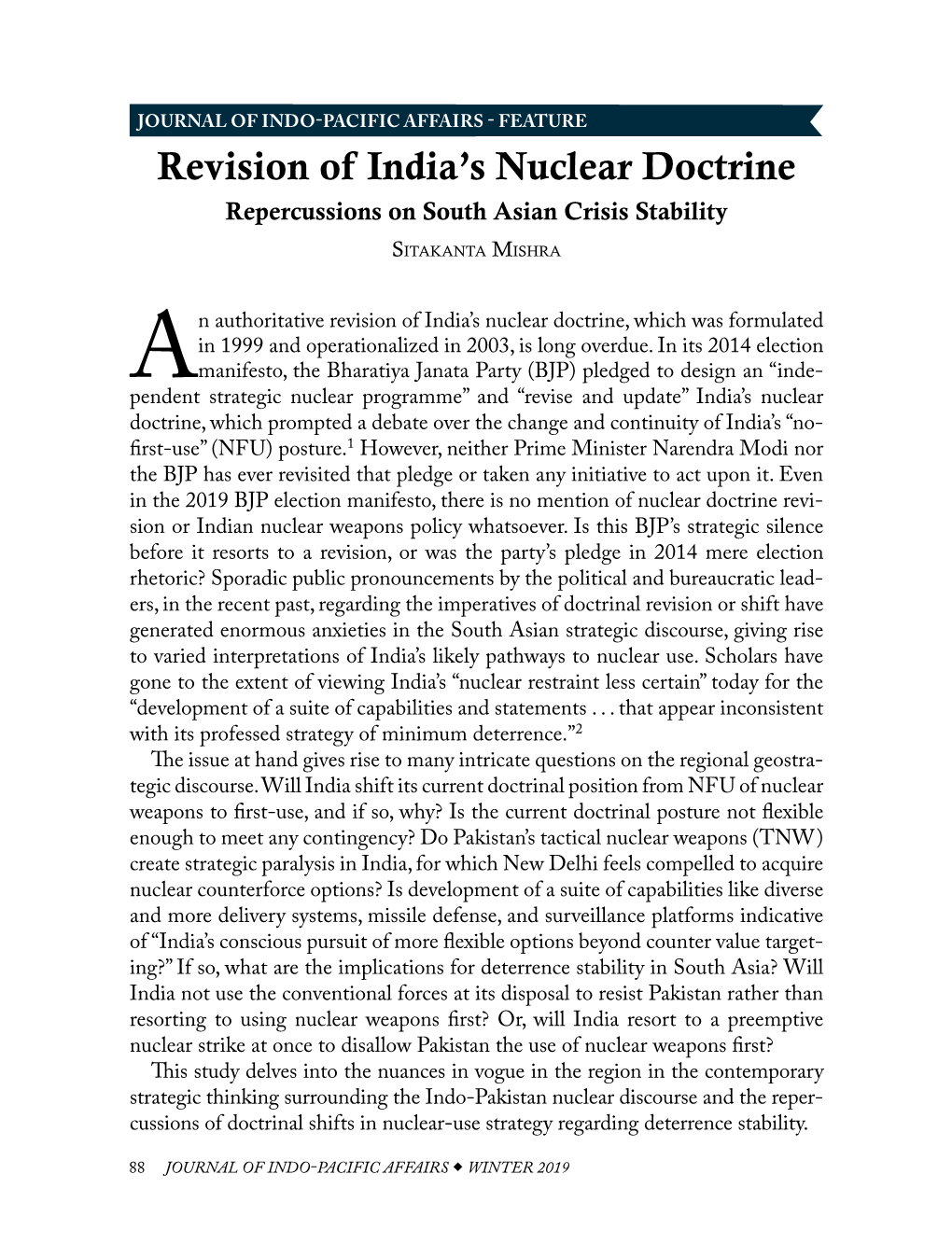 Revision of India's Nuclear Doctrine
