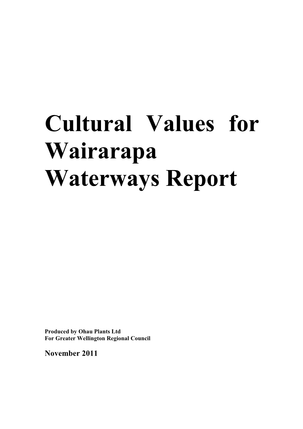 Cultural Values for Wairarapa Waterways Report