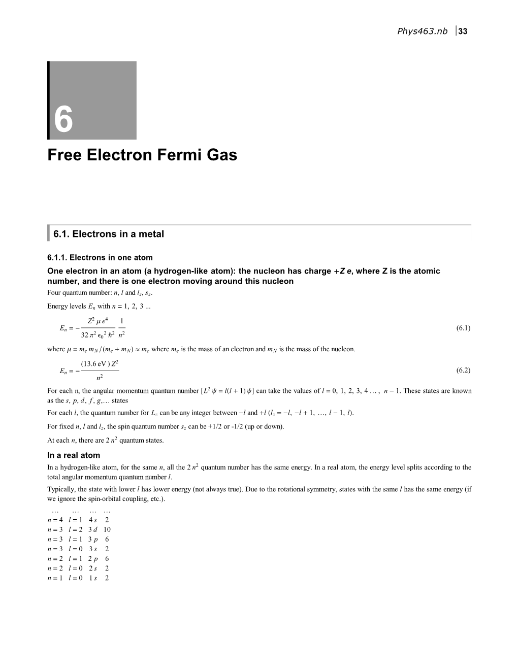 Free Electron Fermi Gas