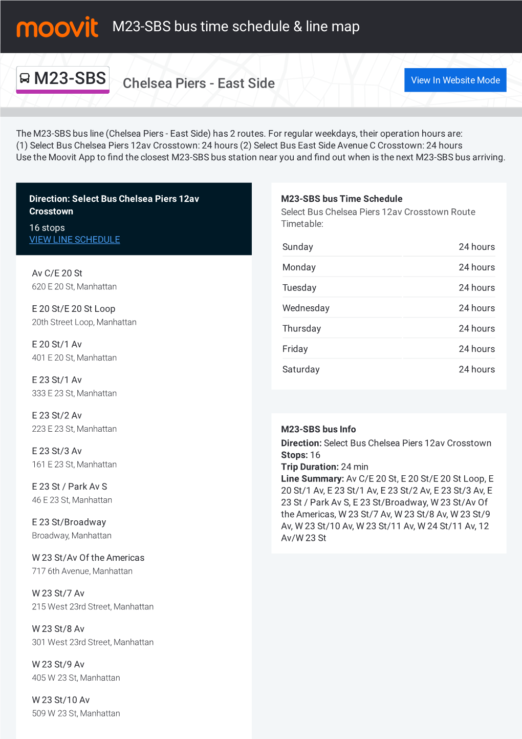 M23-SBS Bus Time Schedule & Line Route