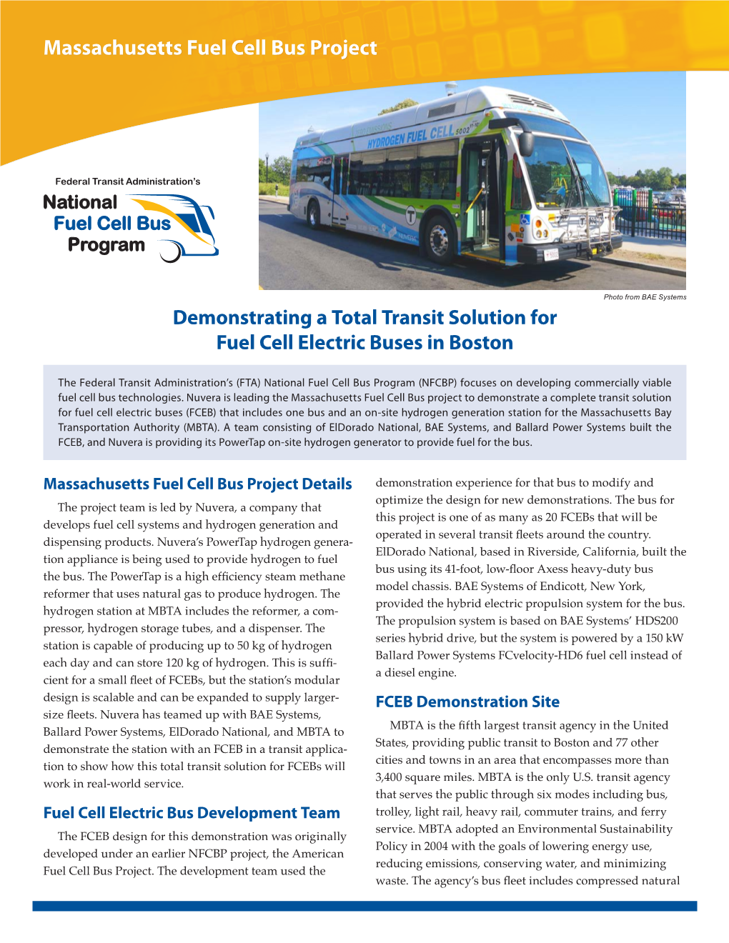 Massachusetts Fuel Cell Bus Project: Demonstrating a Total Transit