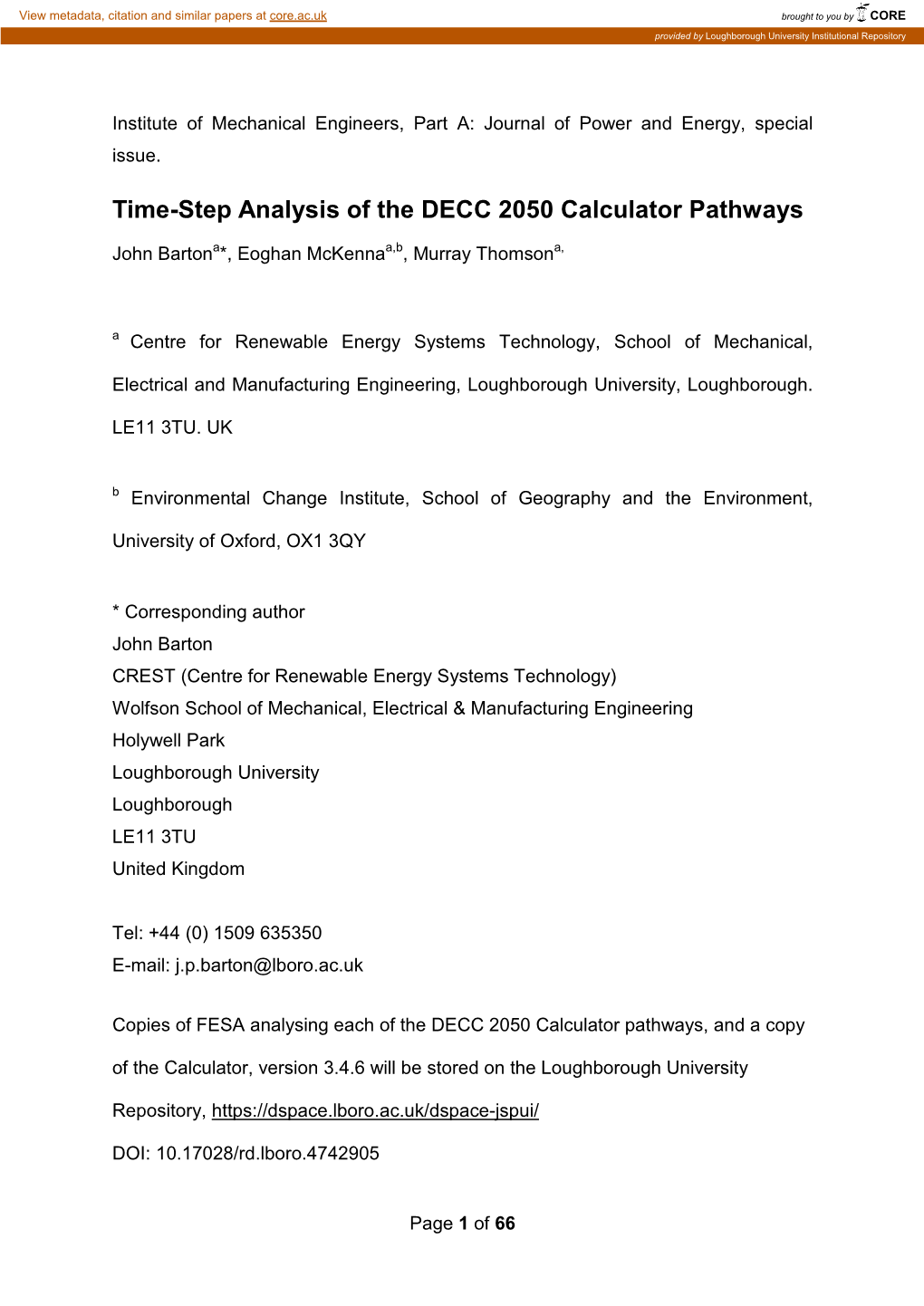 Time-Step Analysis of the DECC 2050 Calculator Pathways