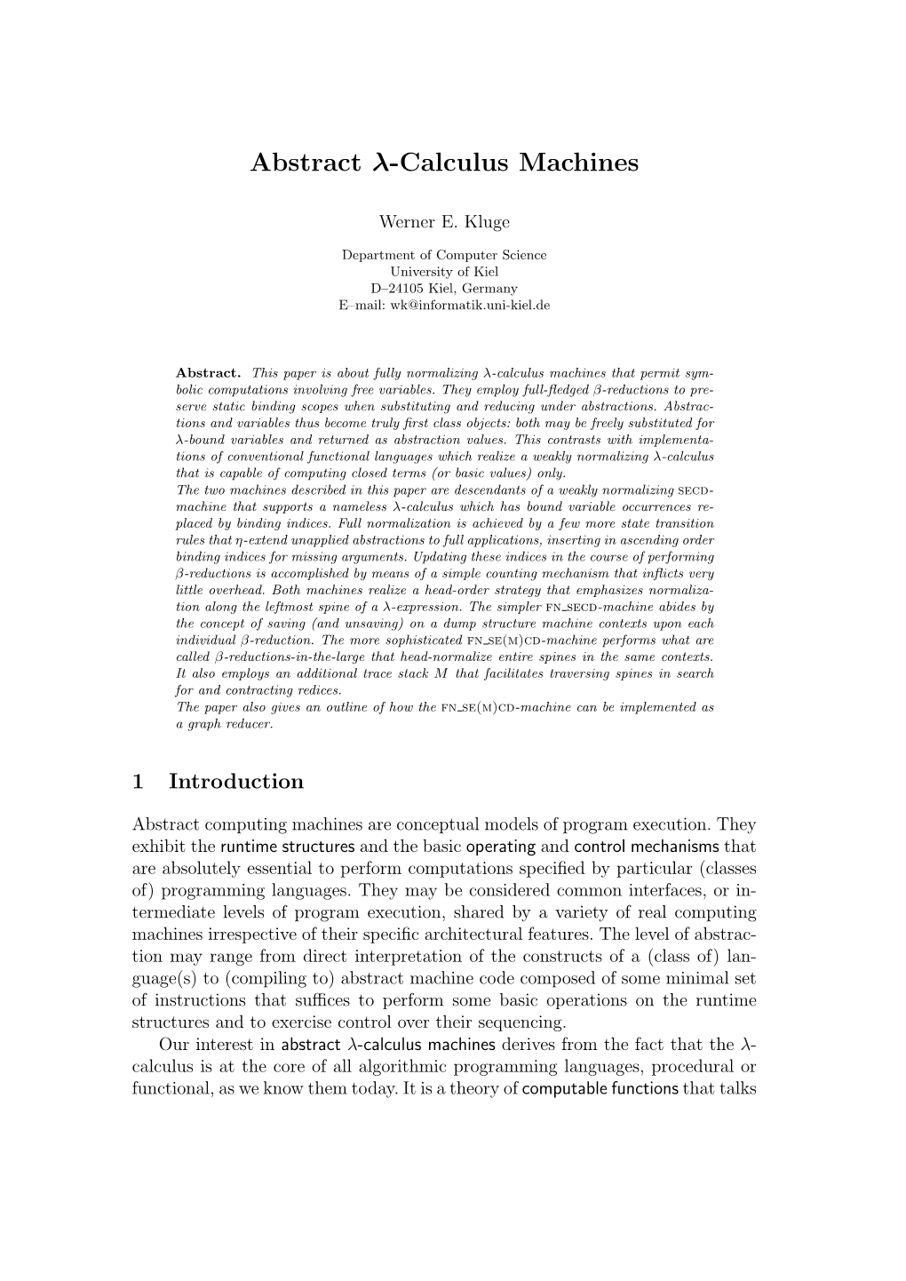 Abstract Λ-Calculus Machines