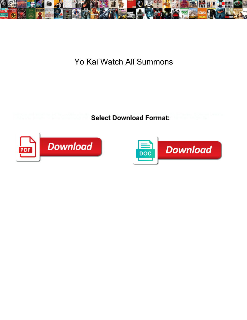 Yo Kai Watch All Summons