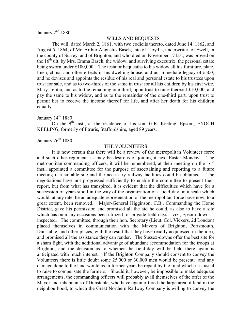 January 2 1880 WILLS and BEQUESTS the Will, Dated March 2