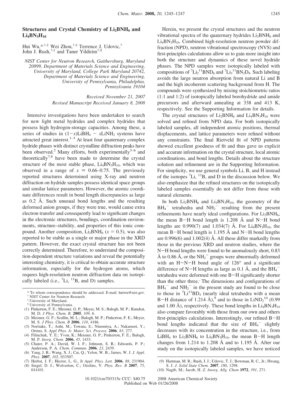 Structures and Crystal Chemistry Of