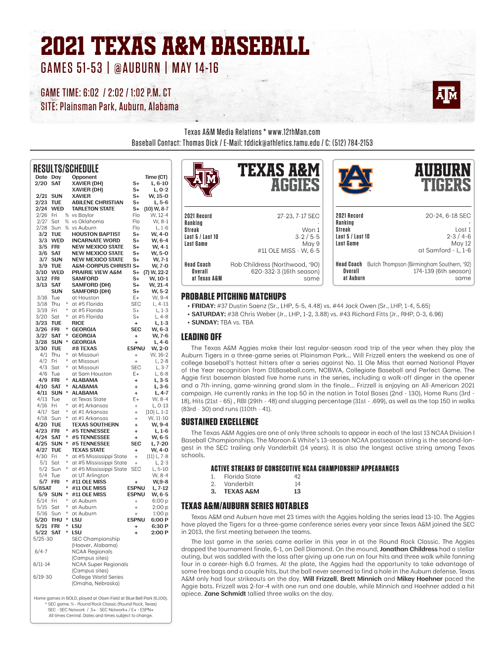 2021 Texas A&M Baseball