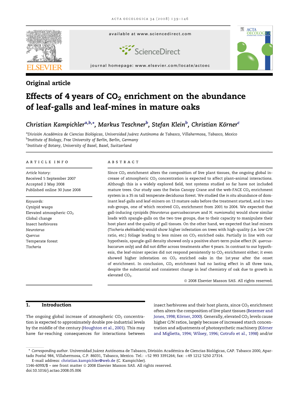Effects of 4 Years of CO2 Enrichment on the Abundance of Leaf-Galls and Leaf-Mines in Mature Oaks