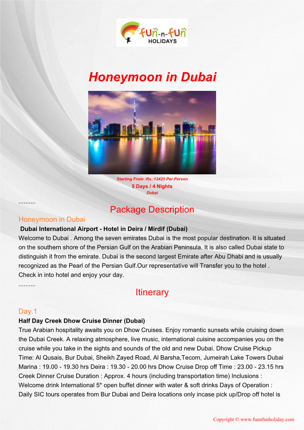 Honeymoon in Dubai