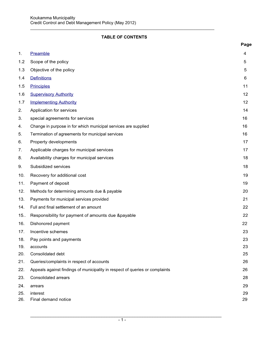 Credit Control and Debt Management Policy (May 2012)