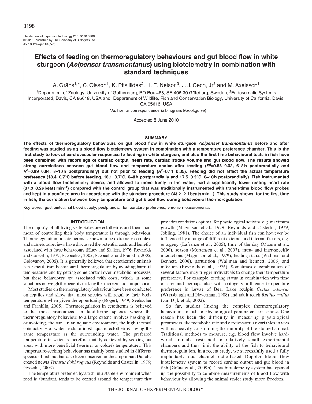 Effects of Feeding on Thermoregulatory Behaviours and Gut Blood Flow In