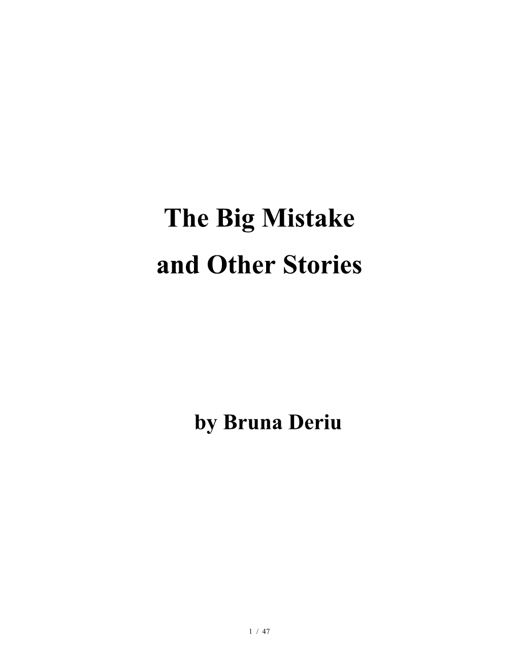 The Big Mistake and Other Stories