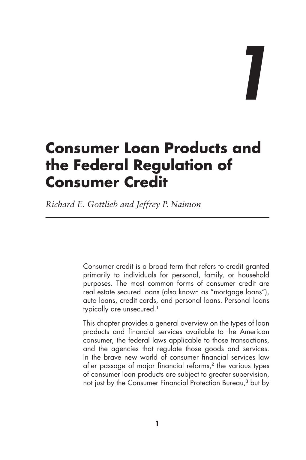 Consumer Loan Products and the Federal Regulation of Consumer Credit