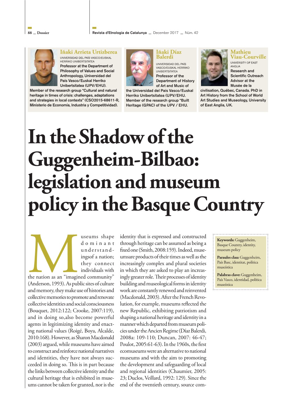 A L'ombra Del Guggenheim-Bilbao: Legislació I Política Museística Al