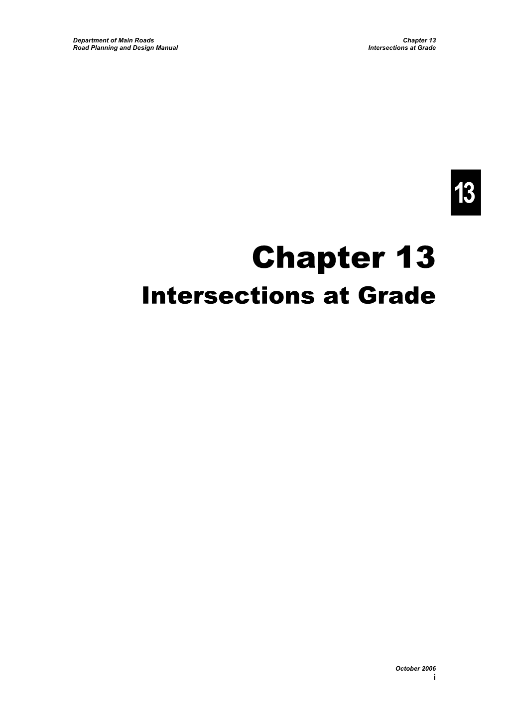 Chapter 13: Intersections at Grade