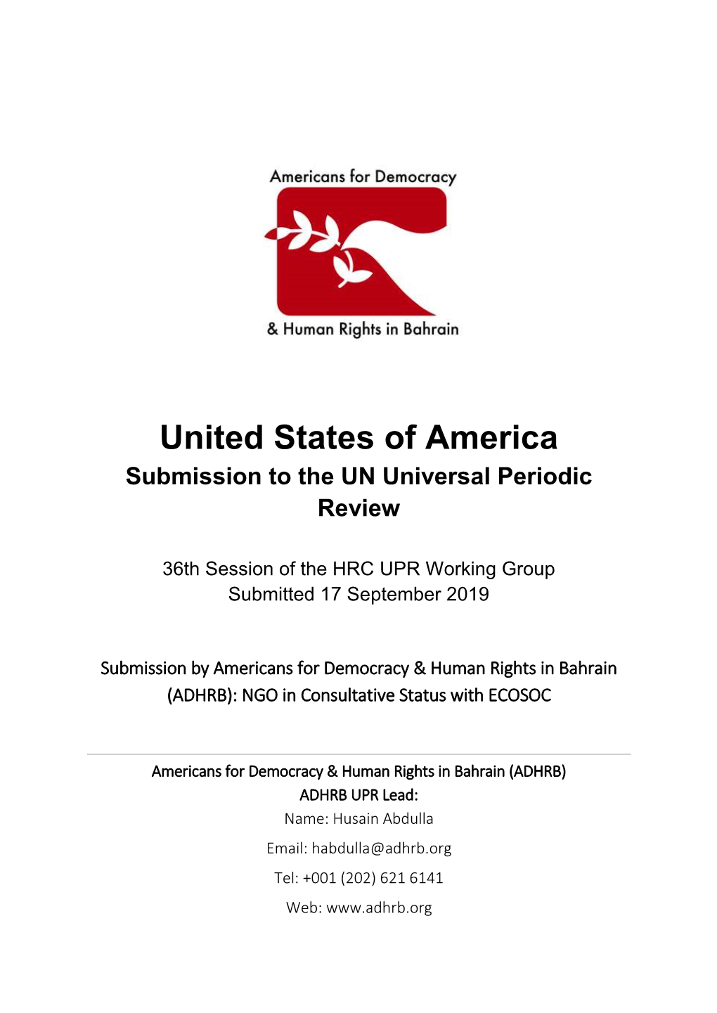 United States of America Submission to the UN Universal Periodic Review