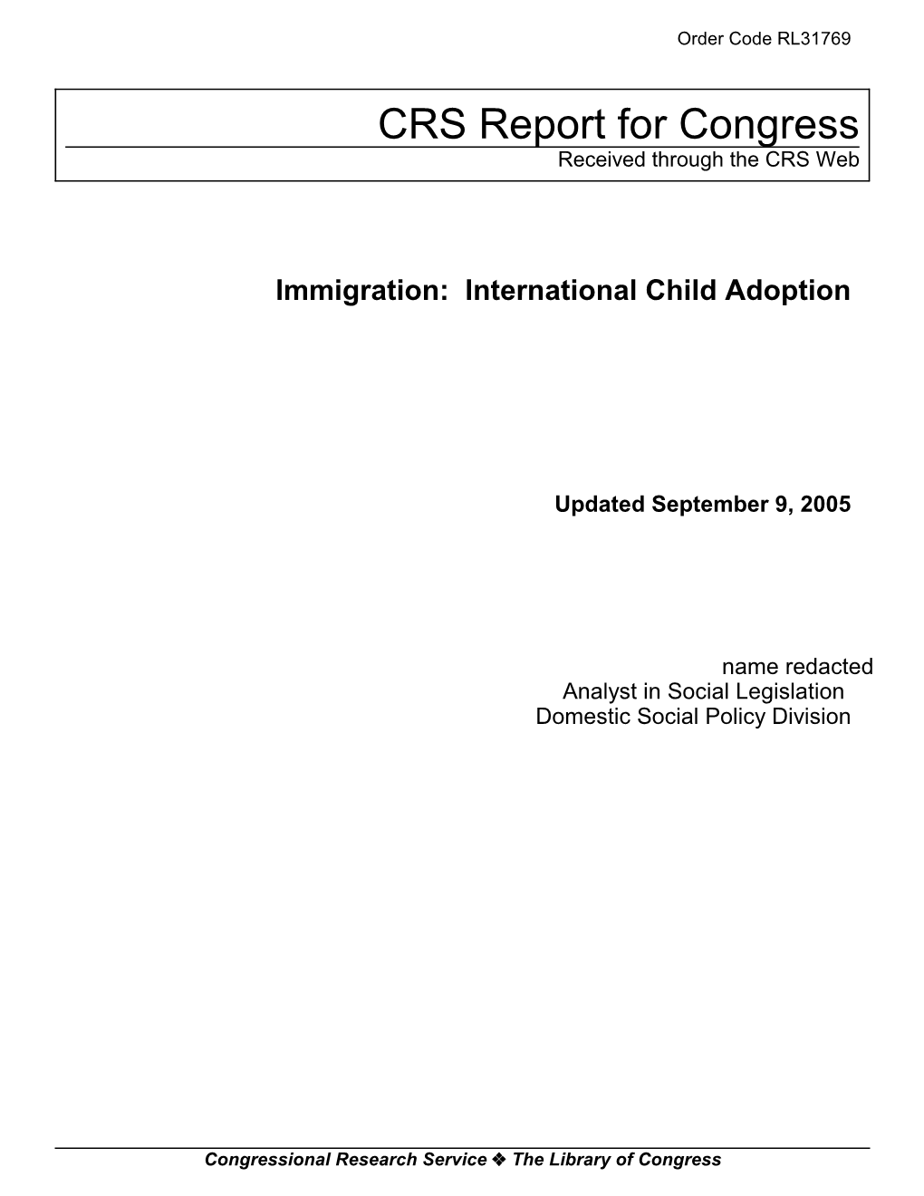 Immigration: International Child Adoption