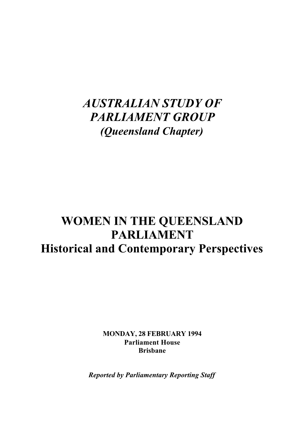 Australian Study of Parliament Group Women In