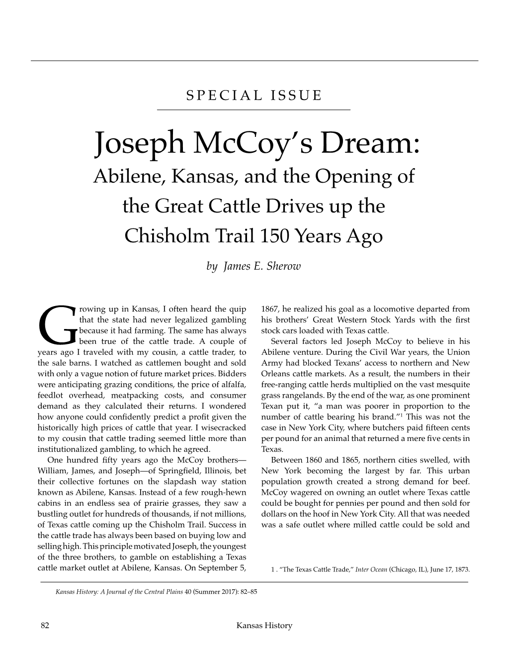 Joseph Mccoy's Dream