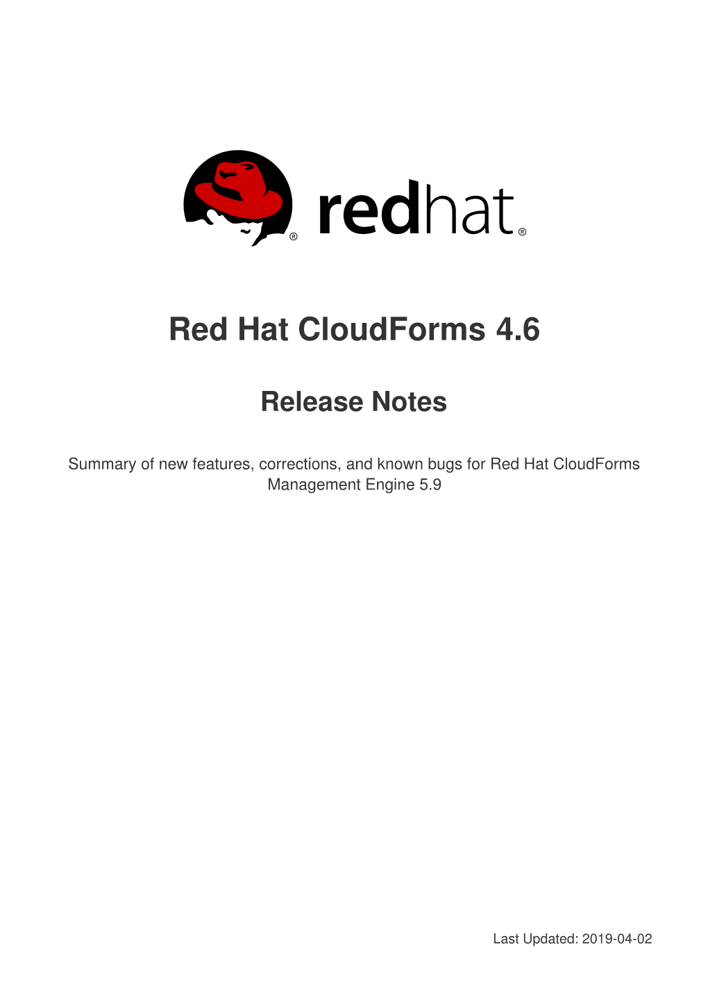 Red Hat Cloudforms 4.6 Release Notes