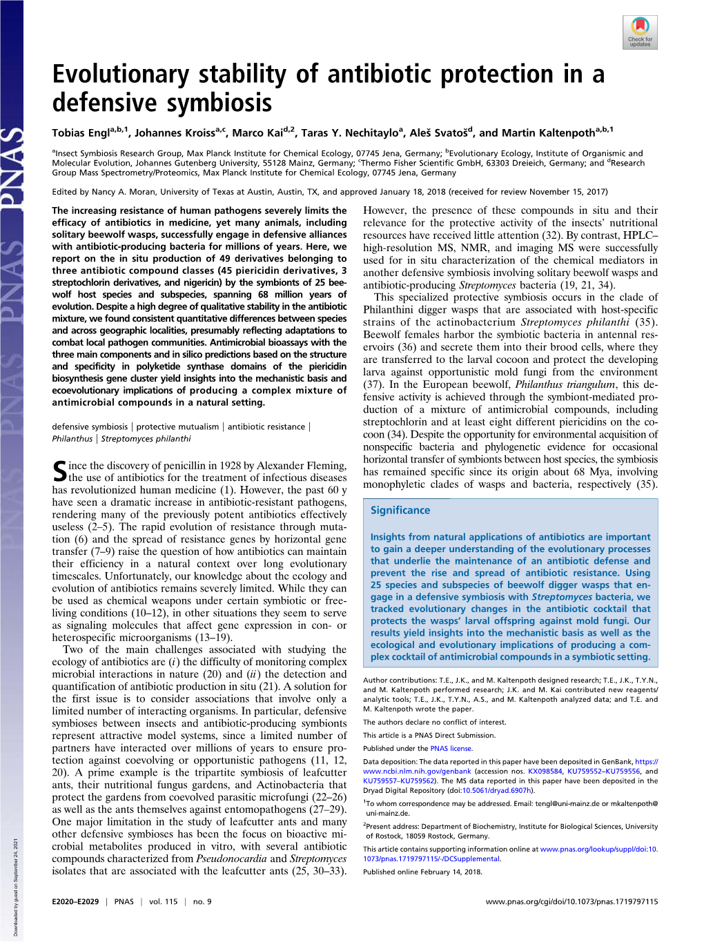 Evolutionary Stability of Antibiotic Protection in a Defensive Symbiosis