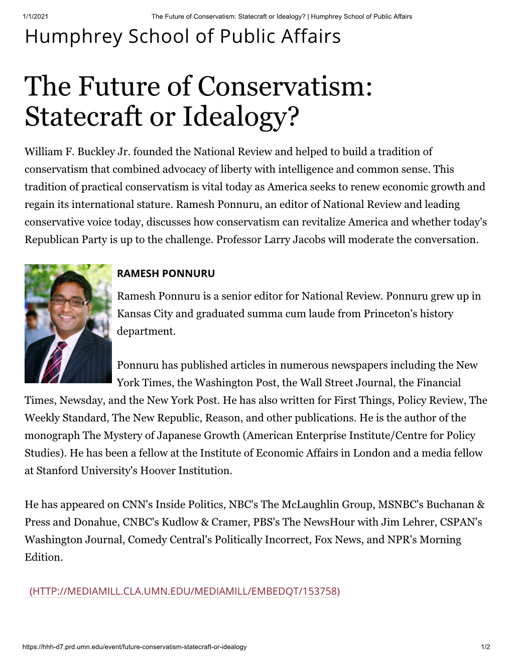 The Future of Conservatism: Statecraft Or Idealogy?
