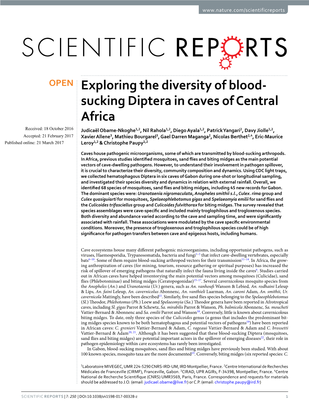 Exploring the Diversity of Blood-Sucking Diptera in Caves Of