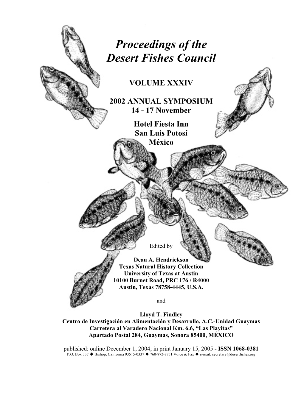 Proceedings of the Desert Fishes Council 2002