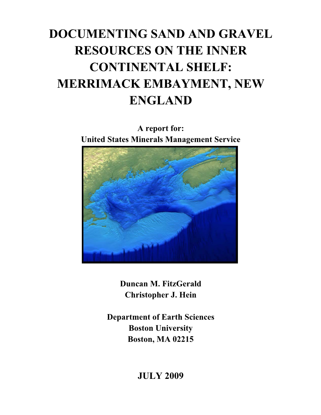 Documenting Sand and Gravel Resources on the Inner Continental Shelf: Merrimack Embayment, New England