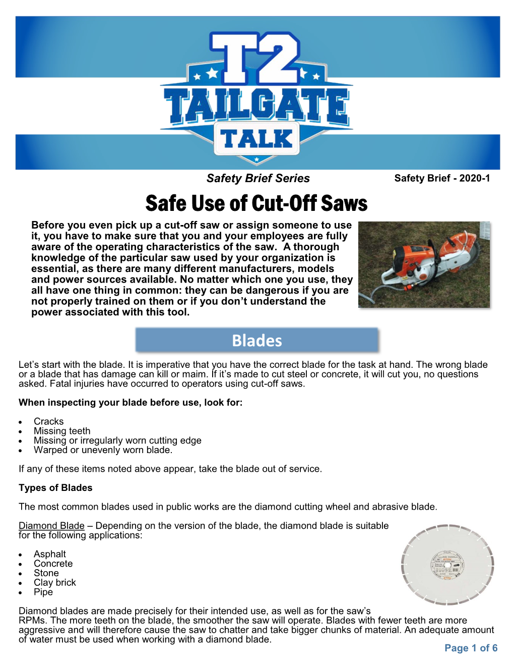 Safe Use of Cut-Off Saws