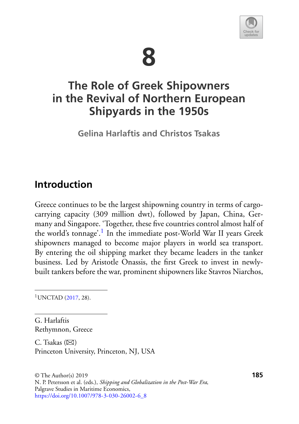 The Role of Greek Shipowners in the Revival of Northern European Shipyards in the 1950S