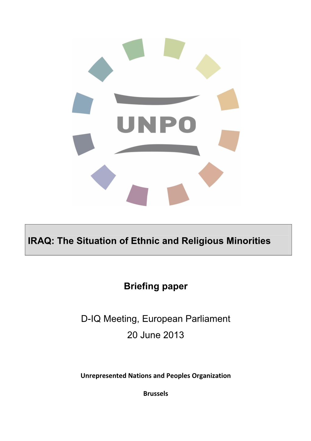 IRAQ: the Situation of Ethnic and Religious Minorities Briefing Paper