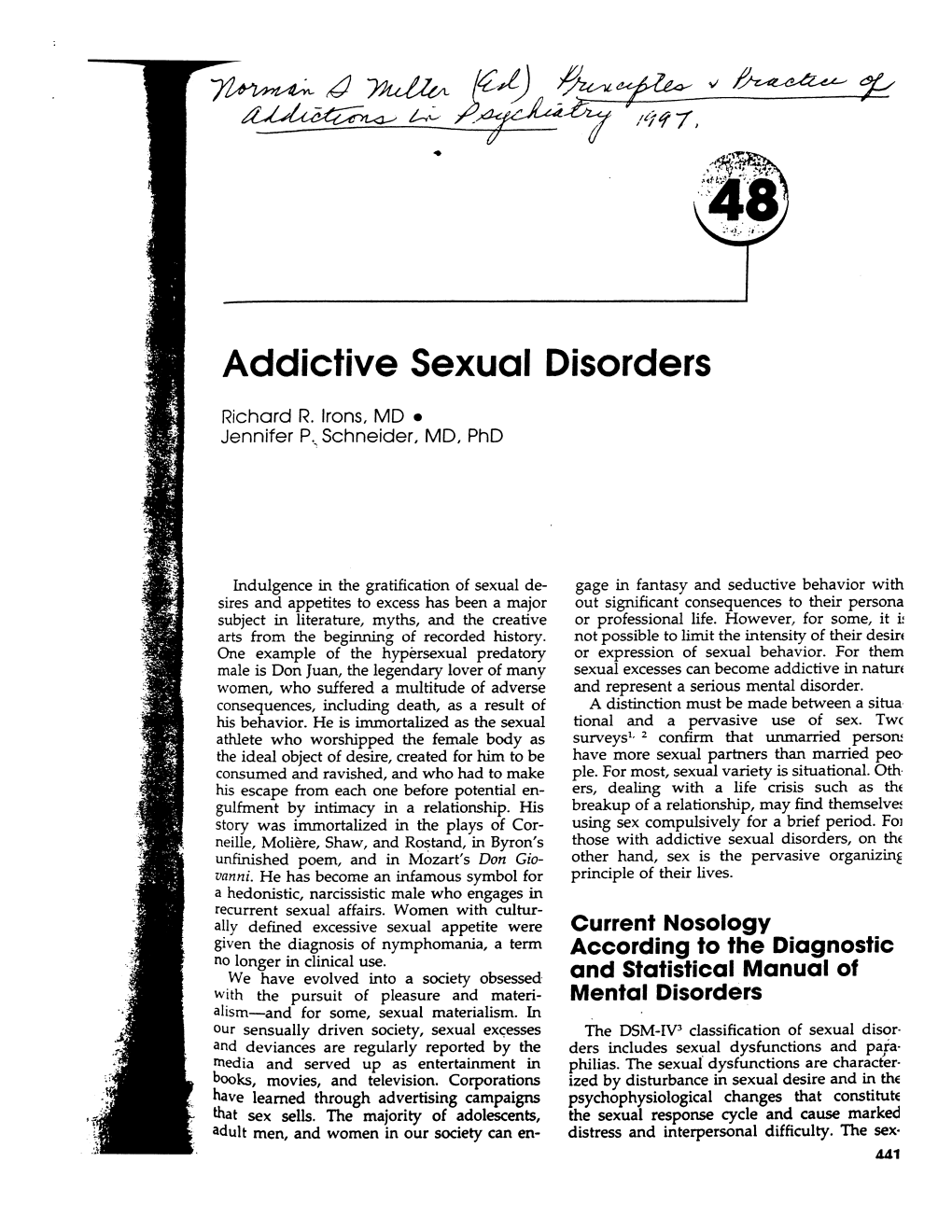 Addictive Sexual Disorders