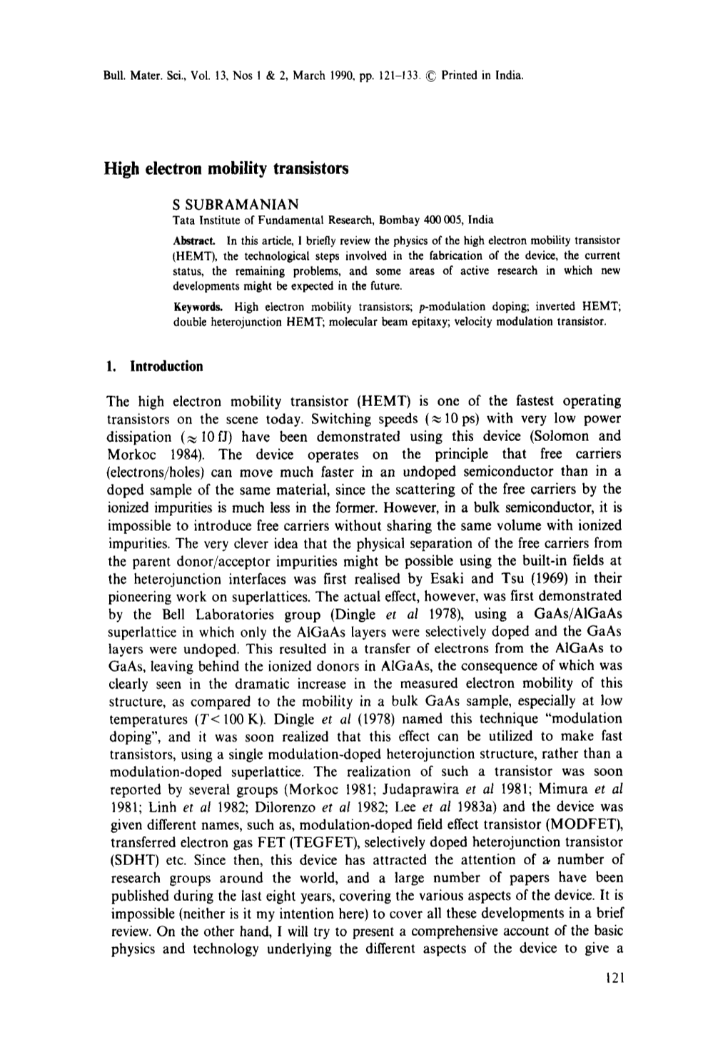 High Electron Mobility Transistors