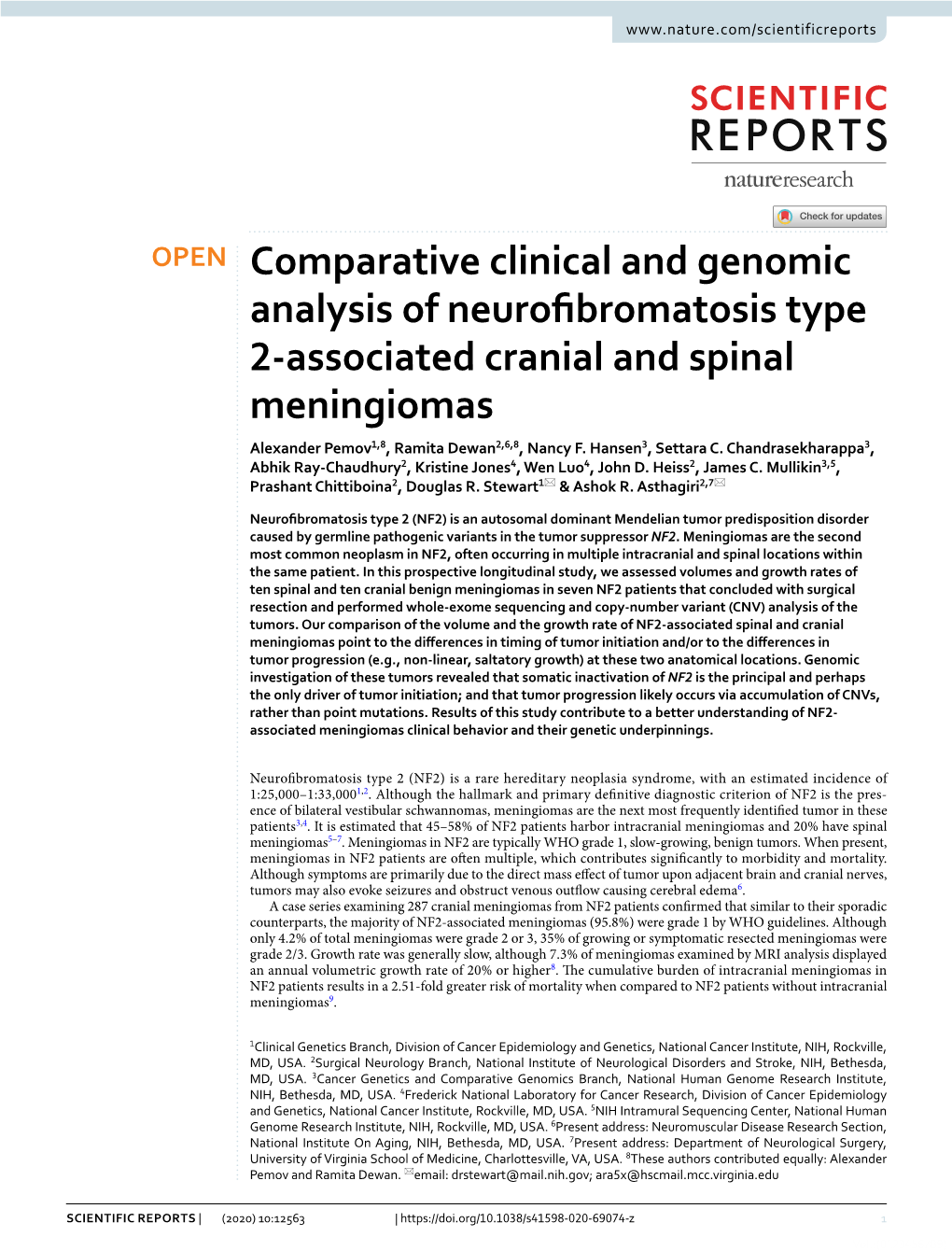 Comparative Clinical and Genomic Analysis of Neurofibromatosis Type 2