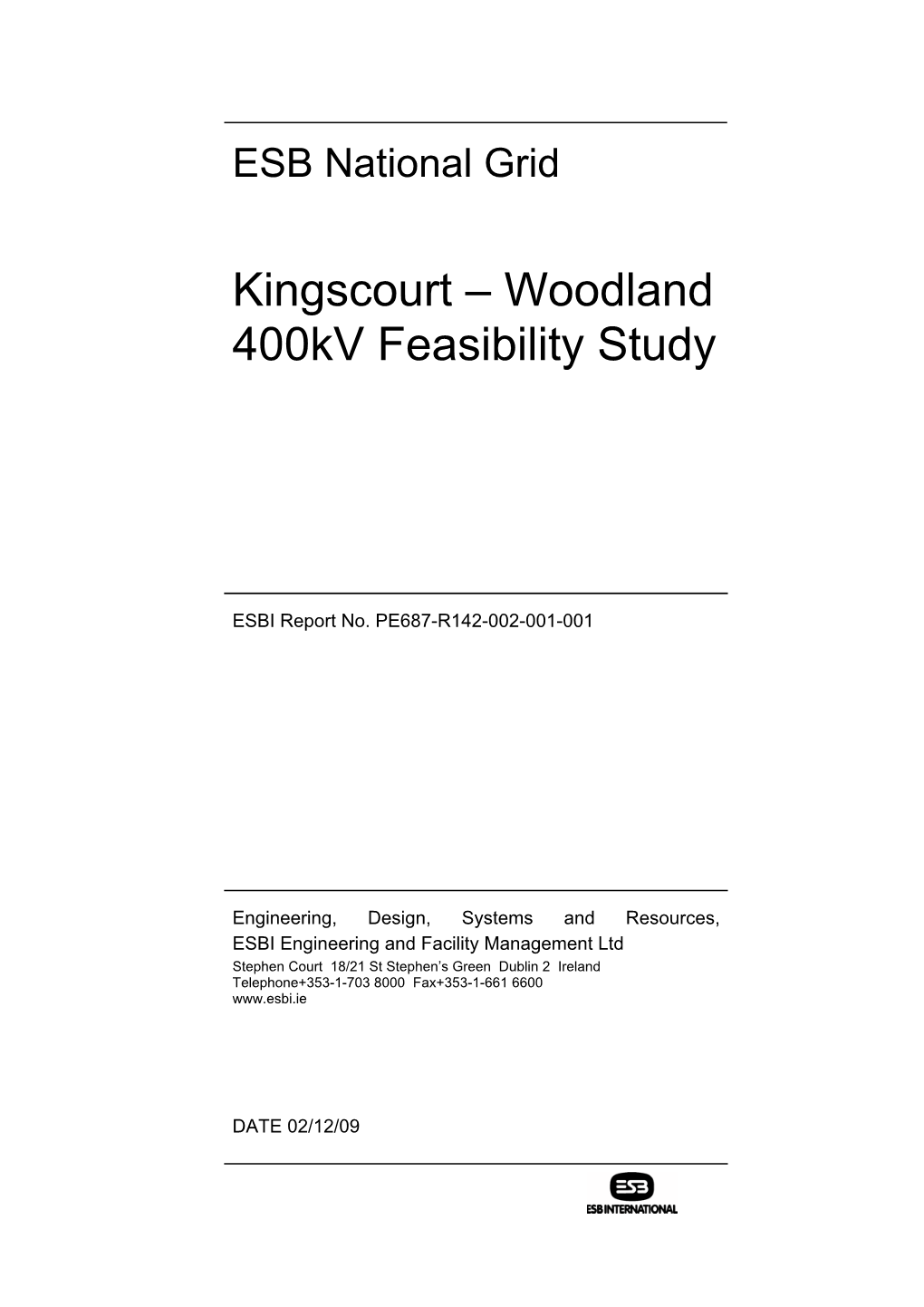 Kingscourt – Woodland 400Kv Feasibility Study