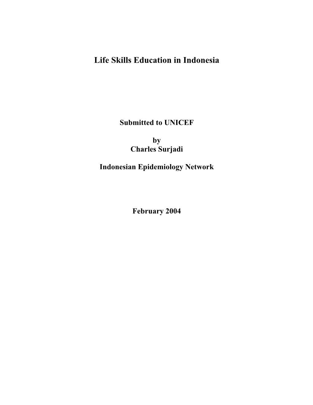 Life Skills Education in Indonesia