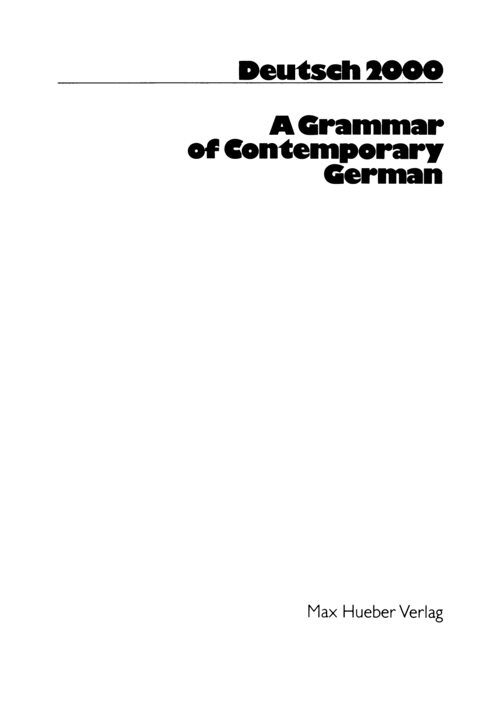 A Grammar of Contemporary German