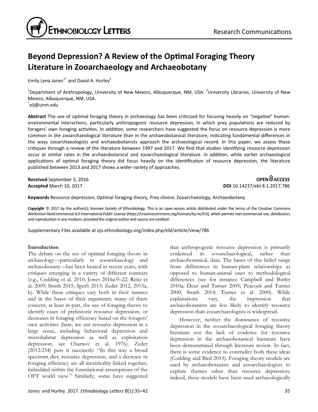 A Review of the Optimal Foraging Theory Literature in Zooarchaeology and Archaeobotany