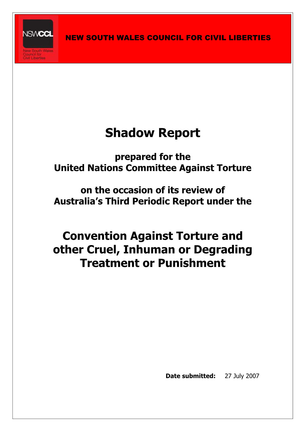 NSWCCL Shadow Report