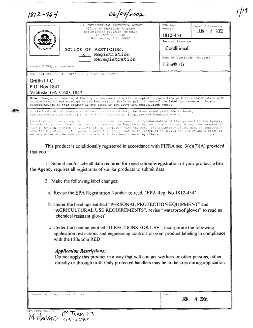 U.S. EPA, Pesticide Product Label, , 06/04/2002