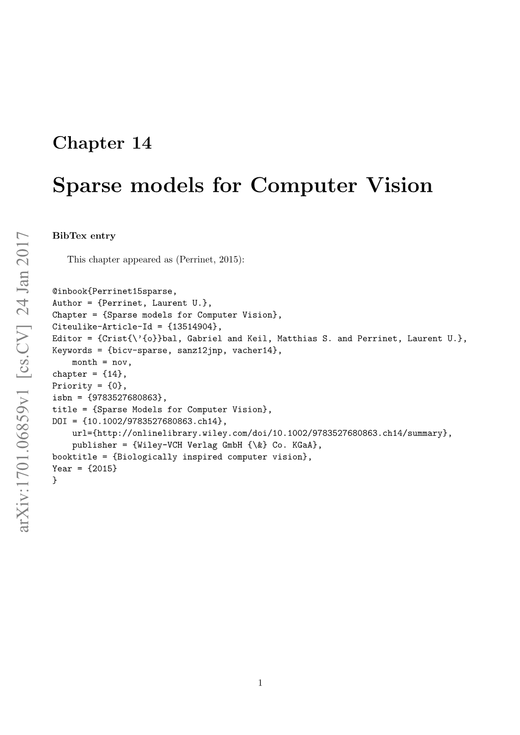 Sparse Models for Computer Vision
